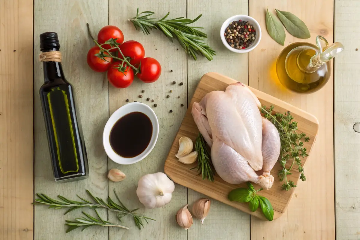 Fresh ingredients for balsamic chicken recipe