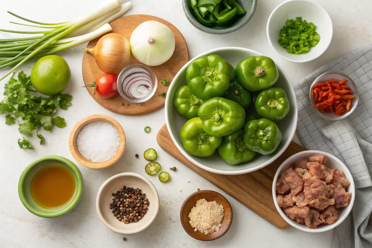 Ingredients for chow chow recipe arranged on a kitchen counter