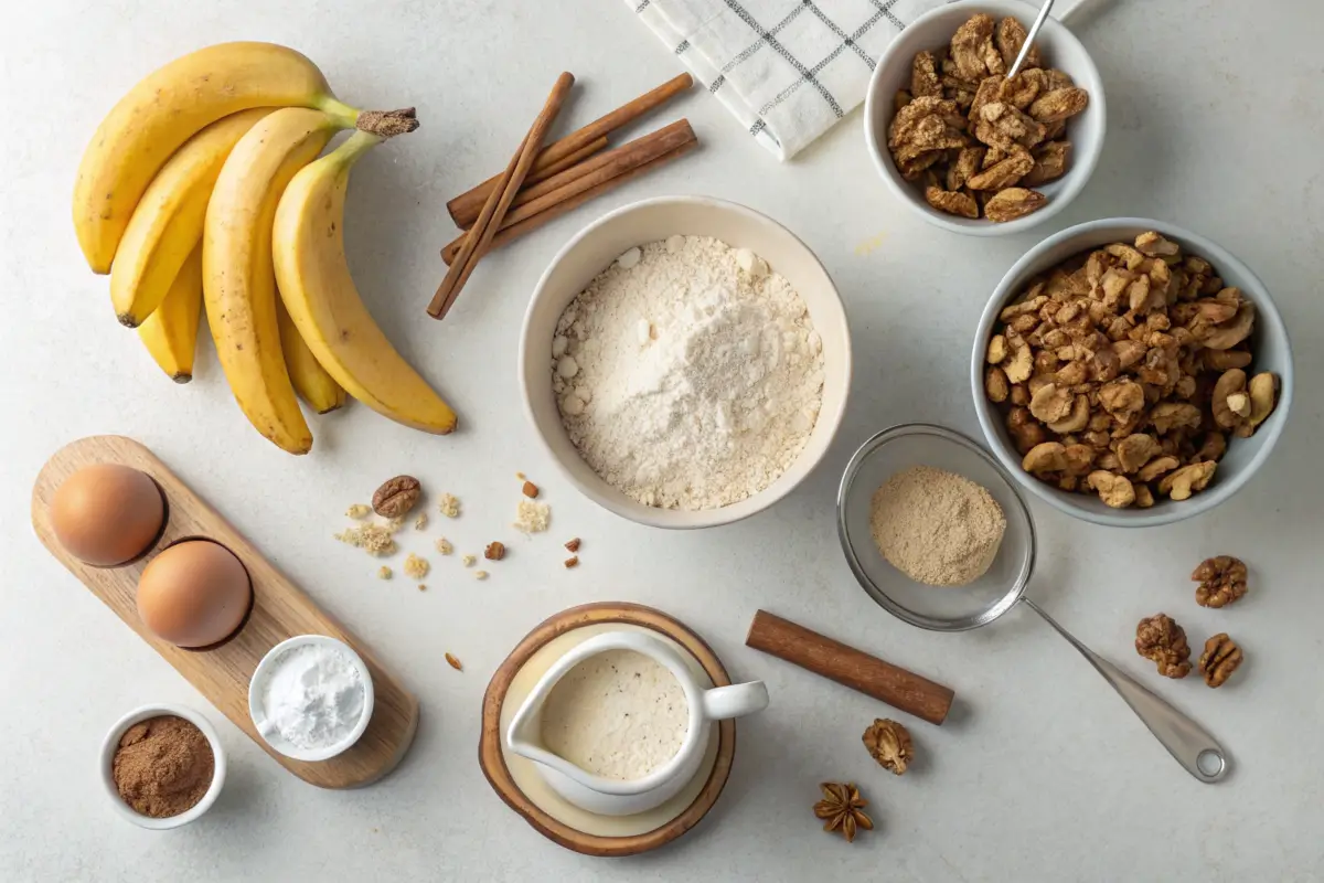 Baking ingredients for Starbucks banana bread recipe