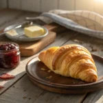 Golden Gipfeli Pastry on a Rustic Table