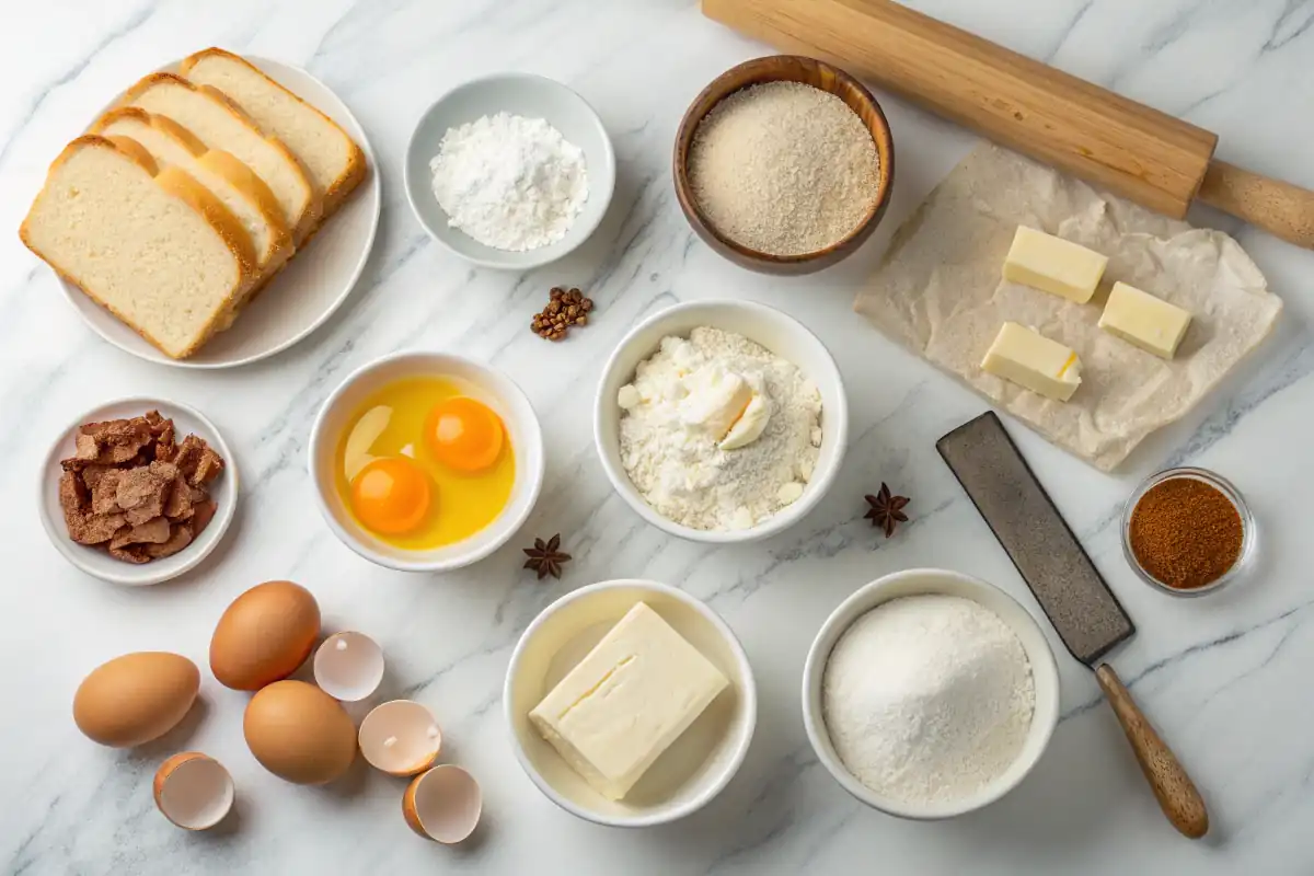 Ingredients for making Chilindrinas, including flour, sugar, and butter.