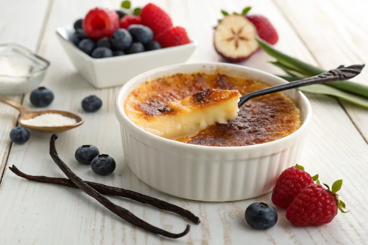 Classic crème brûlée with a caramelized sugar crust