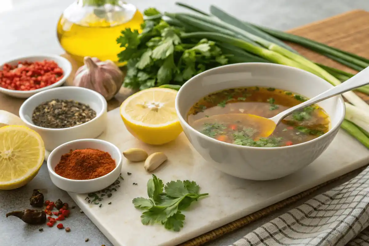 Chef adding a secret ingredient to a pot of soup