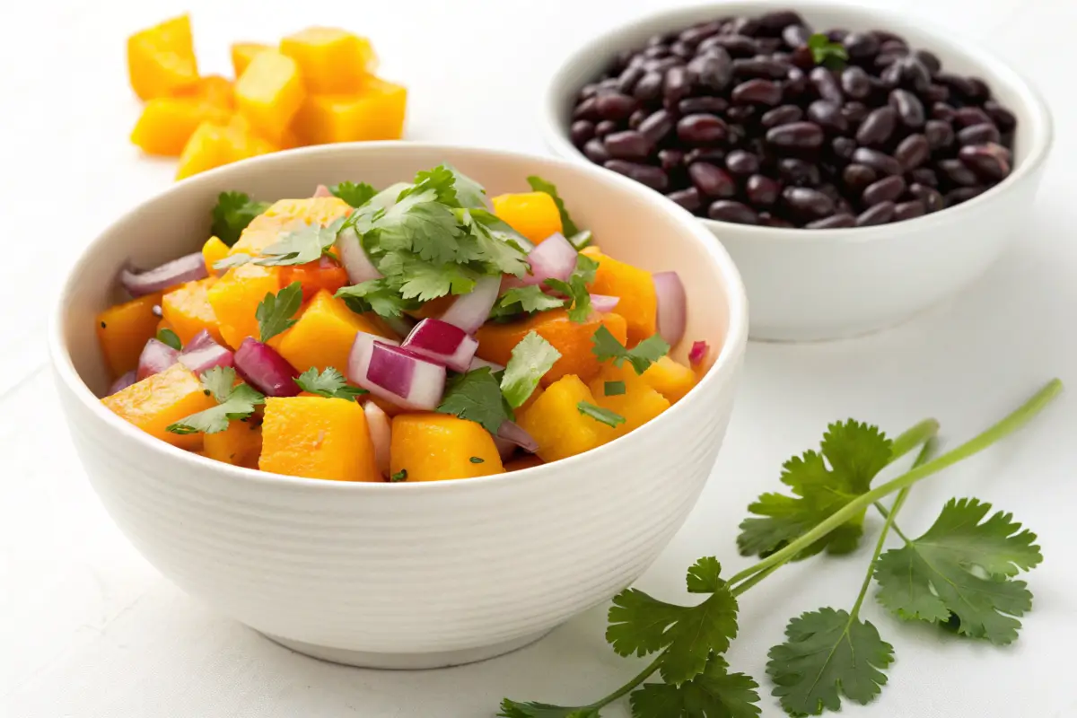 Mango salsa with Cuban black beans