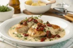 Marry Me Chicken plated with creamy sauce and sun-dried tomatoes.