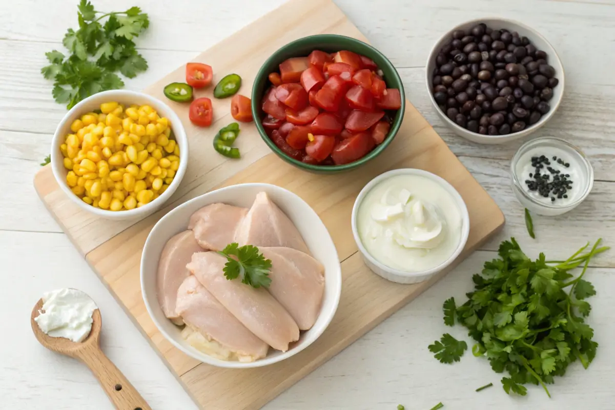 Ingredients for making Creamy Chicken Taco Soup.